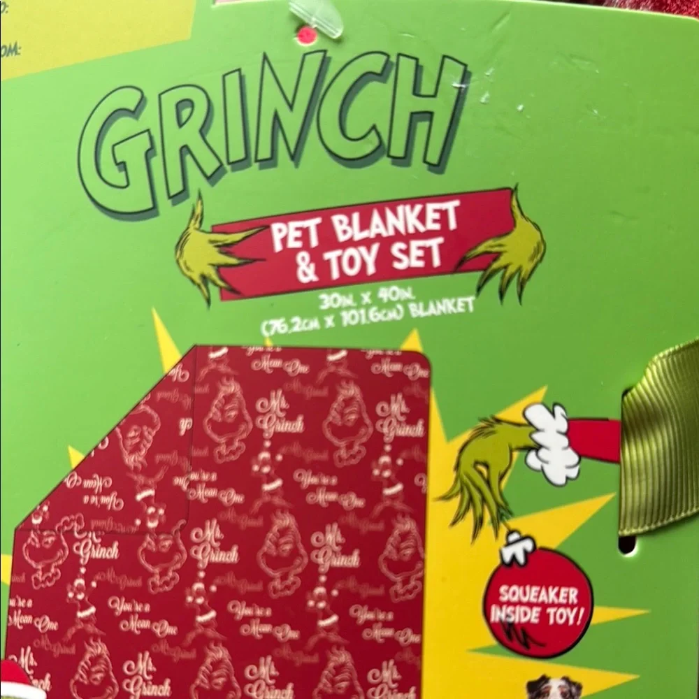 The Grinch Plush Pet Blanket Set - Holiday, winter, Christmas red
